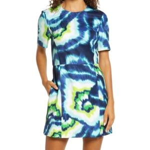 NWT French Connection Annisa Whisper Clement Blue Multi Print Mini Dress - Sz 2